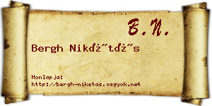 Bergh Nikétás névjegykártya